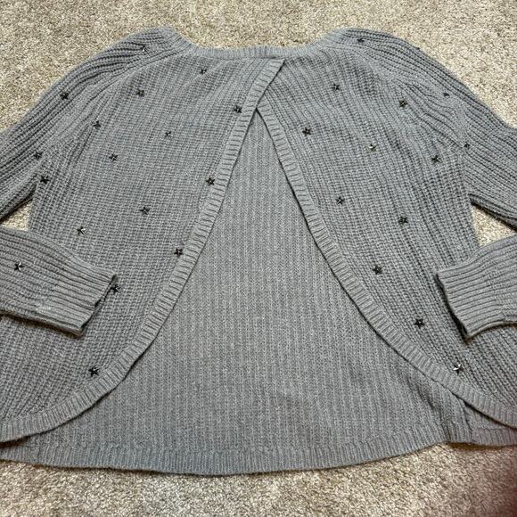 WILDFOX ERIKA STUD STARS KNIT GREY WOMEN LONG SLEEVE SWEATER - Picture 3 of 4